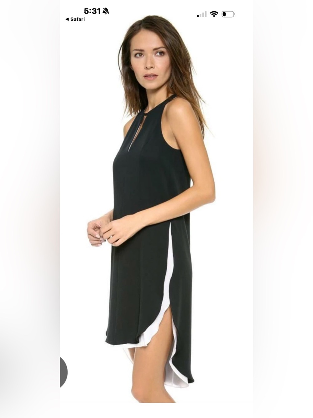 Sleeveless Black Shift Dress with White Side Accent